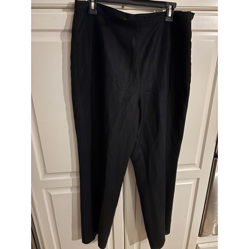 Kasper Black Linen Blend‎ Career Dress Pants Office Straight Leg Size 14